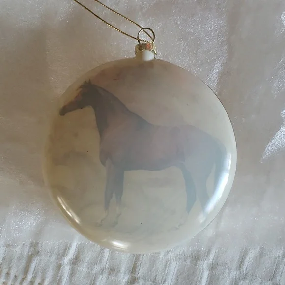Horse ornament, round, glass, 5 inches high - Picture 2 of 3